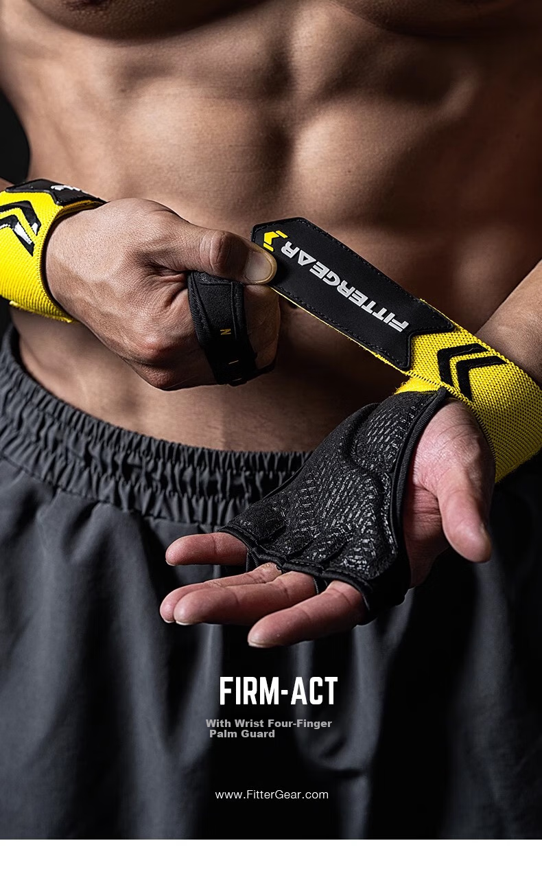 FITTER GEAR Fitness Wristband Gloves Hand Protector Anti-Slip Wear-Resistant Breathable Anti-Callus Squat Deadlift Gloves, Black Size S 1