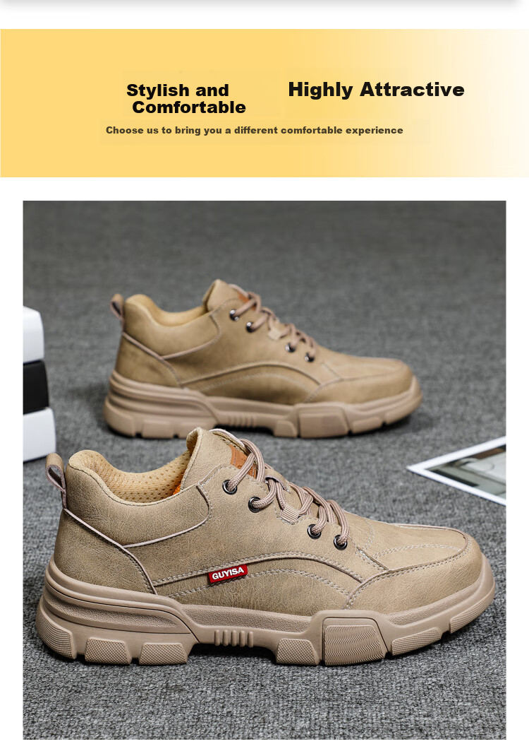 JUNBU Safety Shoes for Men, Steel Toe Cap, Anti-Smashing, Anti-Puncture, Ultra-Light Soft Sole, Comfortable Construction Site Work Boots 1115F Size 43 10