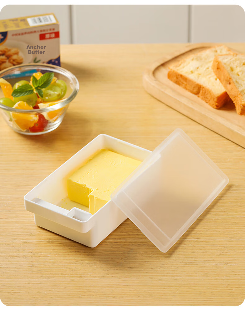 Baijie Butter Container, Storage Box with Lid, Refrigerator Organizer, Cheese Cutter, Large Size 15