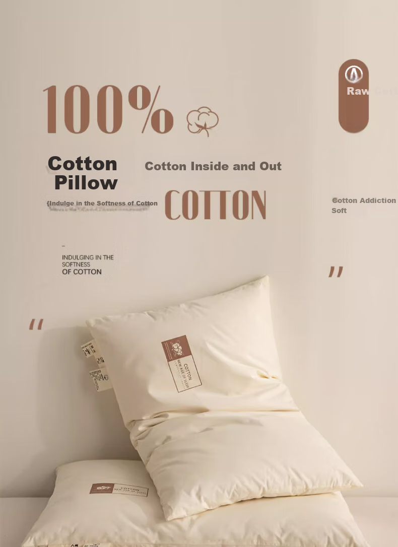 Hodo All-Cotton Pillow, Cervical Pillow for Adults, Sleeping Pillow, Hotel Pillow, Neck Support Pillow, 48*74cm Low Pillow, One Piece 1