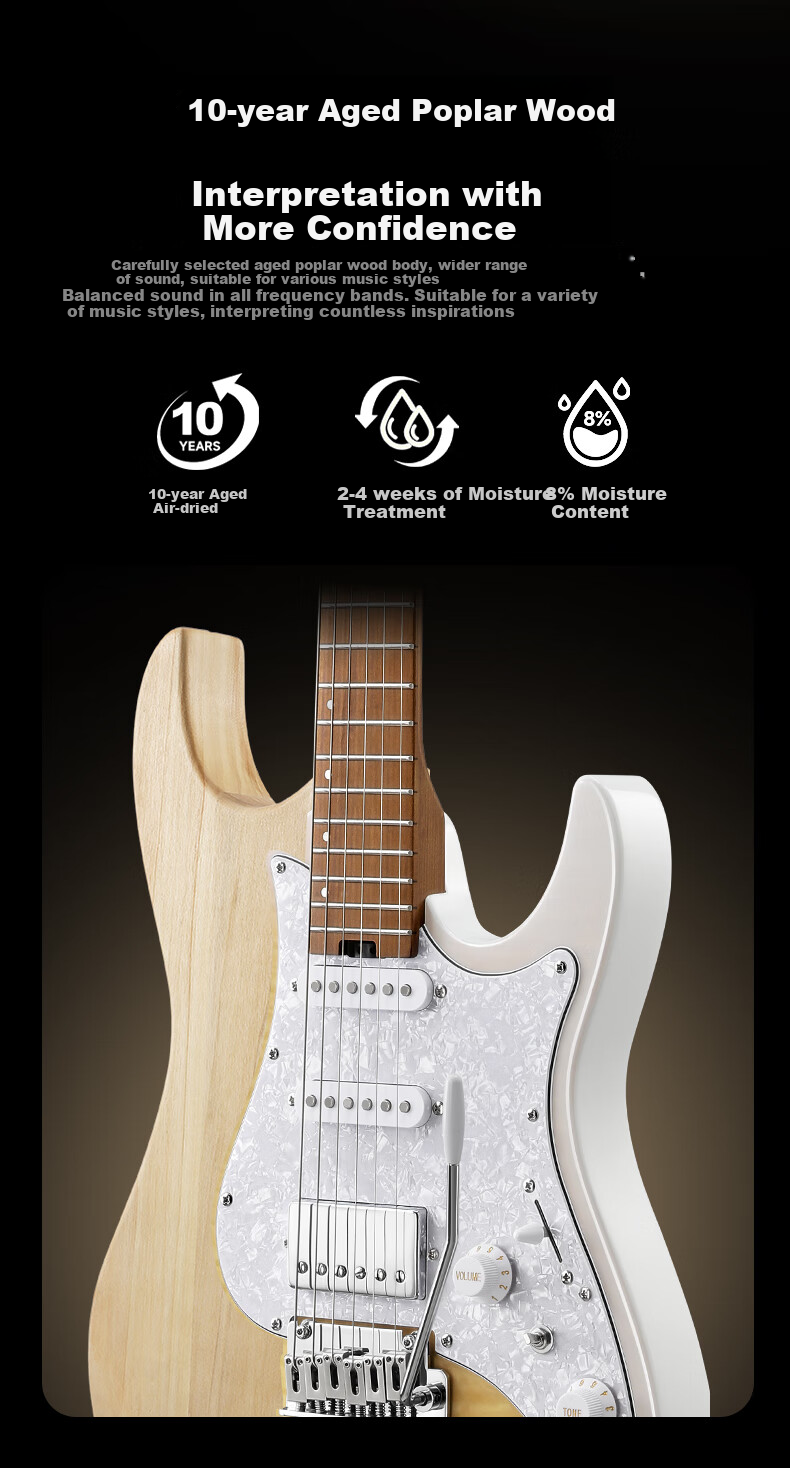 DONNER DST 550 Electric Guitar for Beginners, Intermediate And Advanced Adult Male And Female Students, Electronic Guitar for Rock Music, Turquoise 5