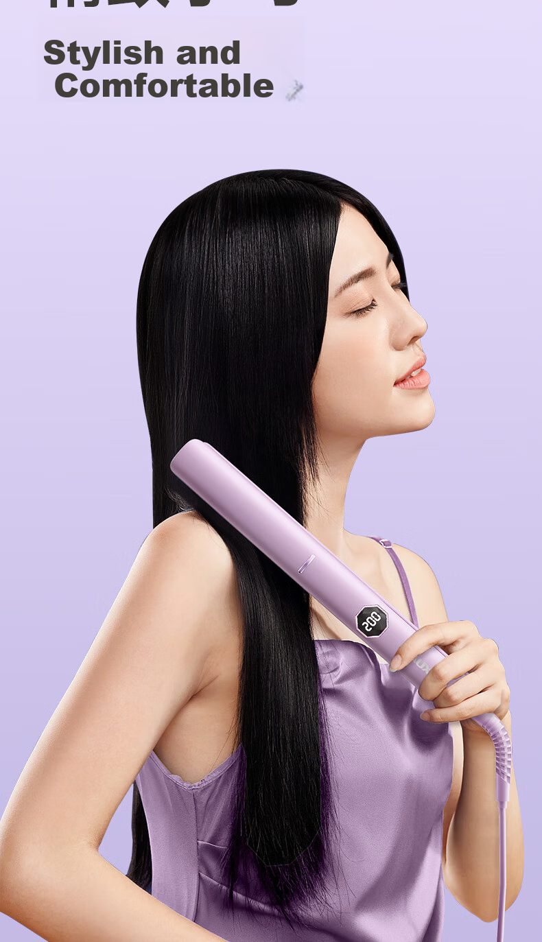 AUX Straight And Curled Hair Iron with Negative Ion, Hair-Friendly, Anti-Scalding, Dual-Use for Straight And Curly Hair, Five Temperature Settings, Bangs Clip, High Crown Volumizing Tool, Curling Iron, 520 Gift 18
