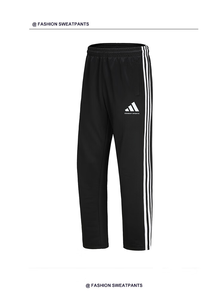 Adidas Unisex Loose Breathable Straight-Leg Running Sports Casual Pants Black White (Classic) L 7