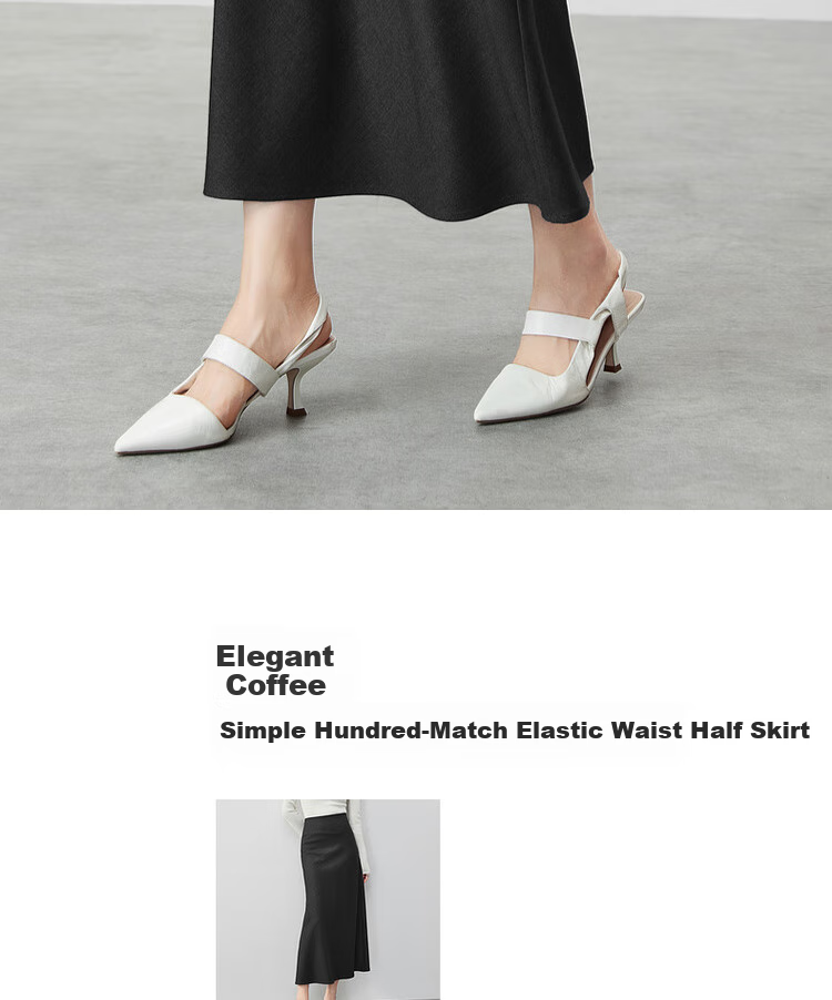 Sentubila Spring And Summer Wool Blend Skirt for Women with Elastic Waist, Slim Fit, Draping A-Line Skirt with Small Wavy Hem, Charcoal Gray, Size L 1