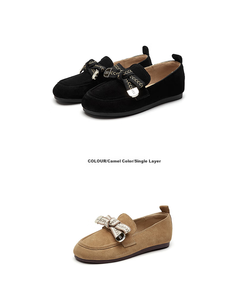 DAPHNE Suede Leather Birkenstock-Style Shoes for Women, Fashionable Retro Flats, Versatile Comfortable Loafers, Black, Size 37 14