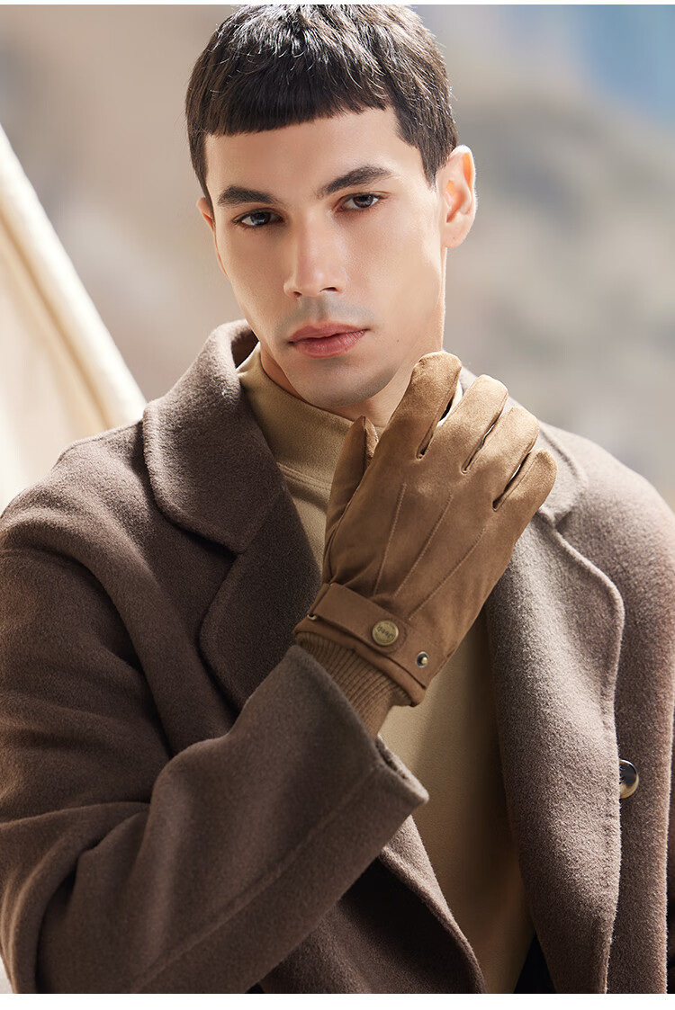 JEEP Winter Men's Fleece-Lined Thickened Leather Touchscreen Riding Gloves Windproof Warm Motorcycle Gloves 16