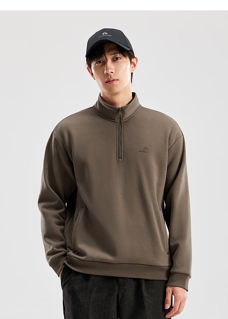 Pioneer Camp Fleece Lined Loose Fit Men's Stand Collar Autumn Winter New Thickened Warm Half-Zip Pullover Jacket 4
