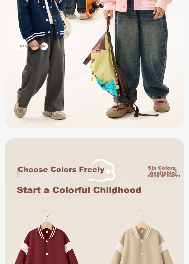 Baleno Boys' Jacket, Spring And Autumn Style, for Older Children, 2026 Trendy Cool Kids' Clothing, Color-Block Baseball Uniform, Children's Spring Casual Jacket 6
