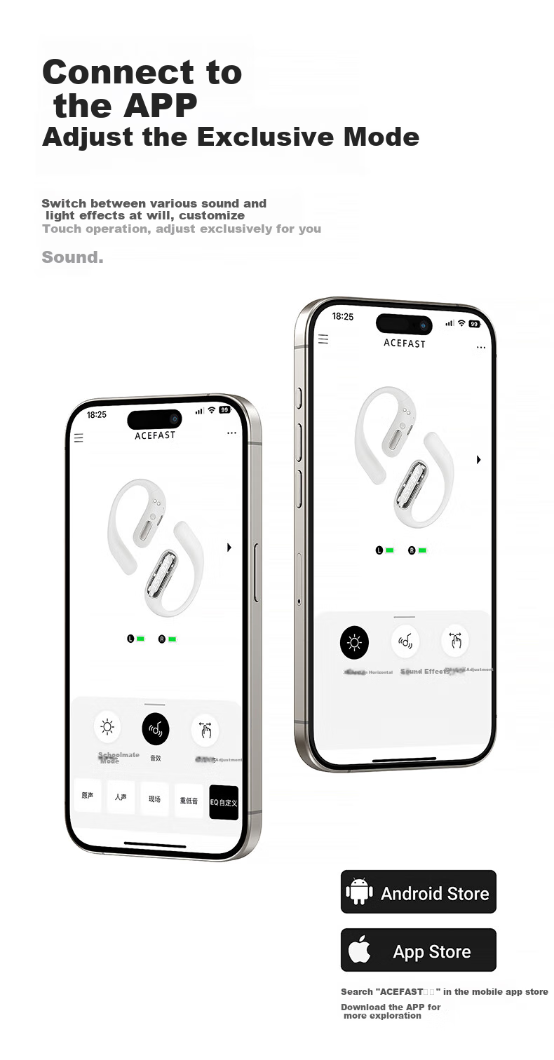 ACEFAST Jisu [Subsidies] Luminous Open-Ear Bluetooth Headphones with Long Battery Life, Call Noise Reduction, Sports Cycling Sweat-Resistant Gaming Earphones Non-Bone Conduction Over-Ear Style 21