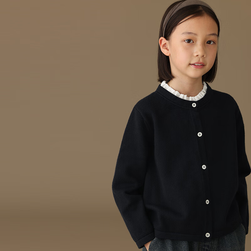 Hacikis Kids Autumn Winter Girls Coat Sweater Casual School Style Children's Knitted Cardigan Big Kids Dark Navy 110