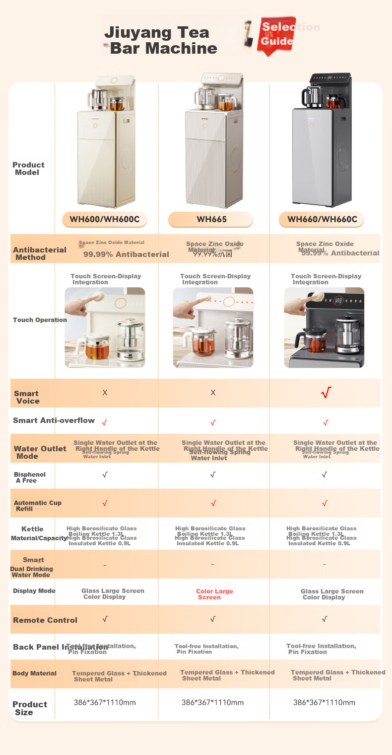 Joyoung Tea Bar Machine Home Water Dispenser One-Touch Fully Automatic Bottom Water Inlet Touch Control Large Screen Remote Control Upright Electric Kettle Large Cabinet Electric Hot Water Kettle Warm Type JYW-WH600 1