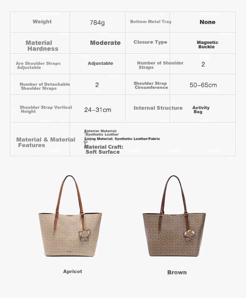Belle Mother's Day Gift, Women's Bag, Seagull Monogram Crossbody Bag, Gift with Dumbo Charm, Tote Bag X7226AX5, Apricot Color 7