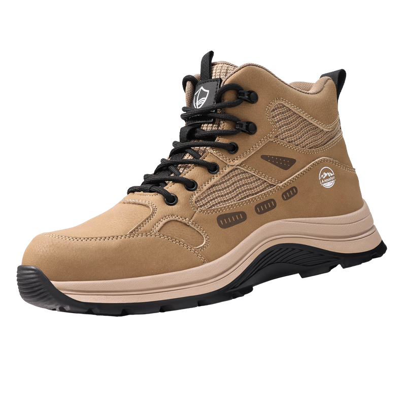 BlueOwl Shield Men's Summer Breathable Anti-Slip Waterproof Steel Toe Anti-Puncture Safety Work Shoes D291BN Size 42