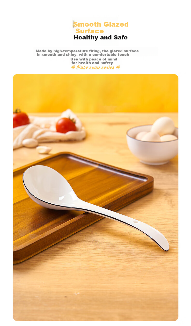 Youlaifu Ceramic Large Soup Ladle, Rice Spoon, Individual Serving Spoon, Hot Pot And Casserole Spoon, Porridge Spoon, Soup Ladle, Tablespoon, Extra Large Size 2