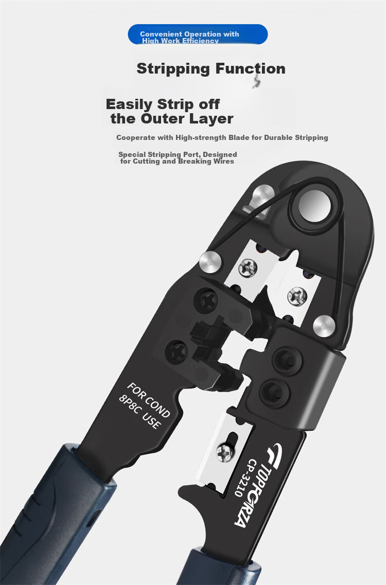TOPFORZA Network Cable Crimper, RJ45 Connector Crimping Tool, Electrician's Wire Cutter, 8P Single-Port Network Crimping Pliers, CP-3210 9
