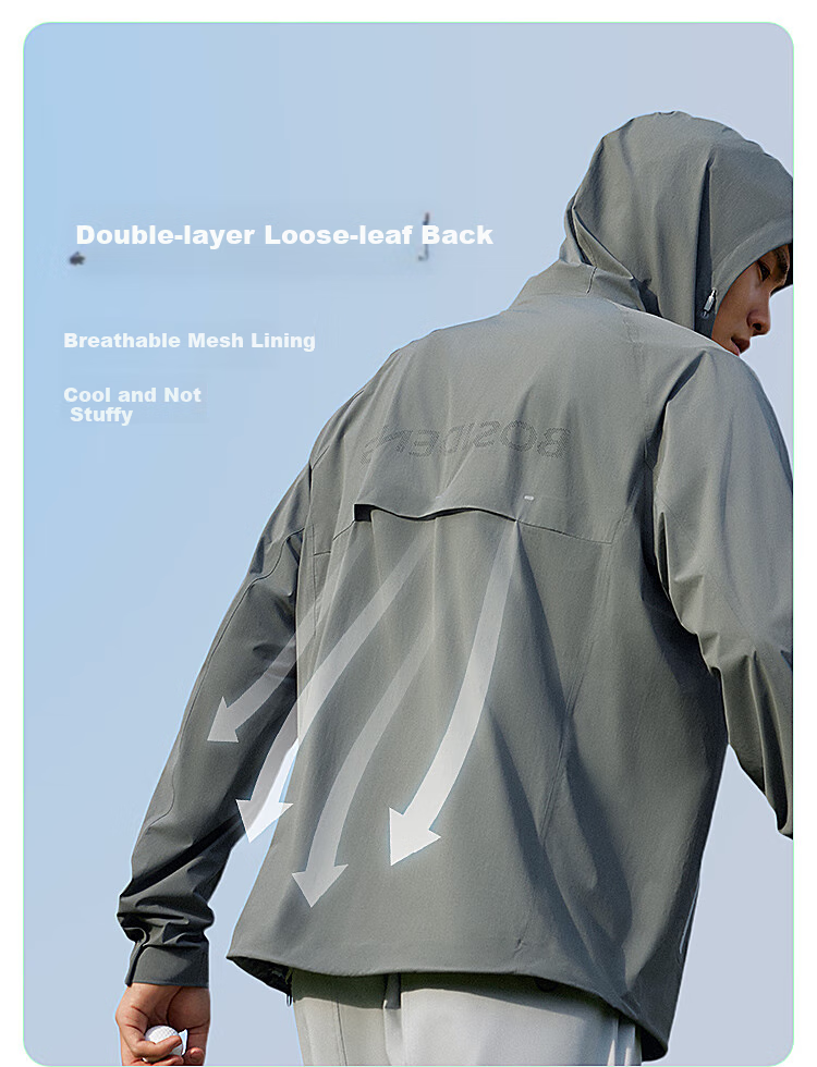 BOSIDENG Clothing, Five-Fold National Standard Sun Protection Garment, Summer Outdoor Ice Silk Fishing Suit, UV-Resistant And Water-Repellent Jacket 9