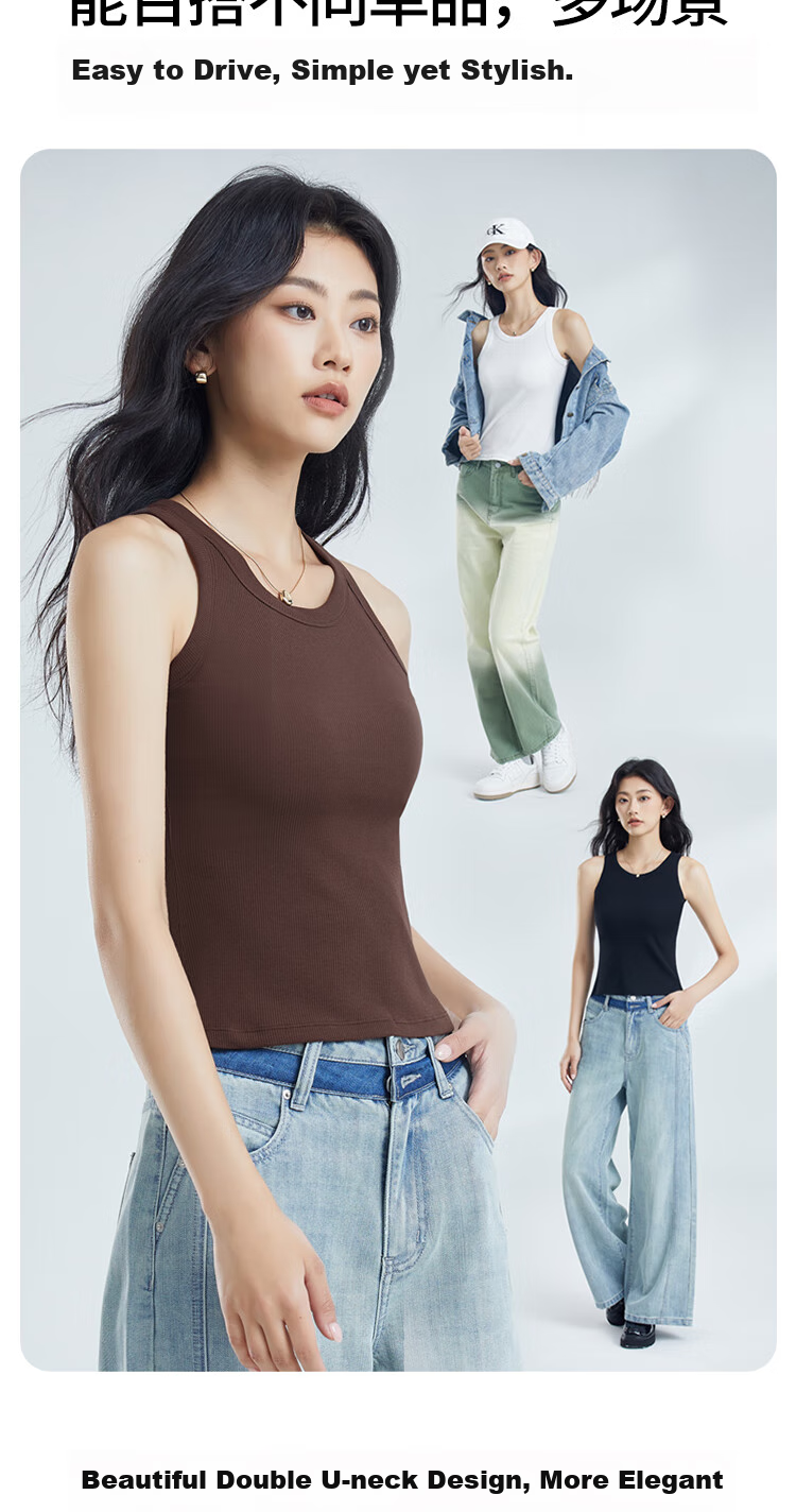 GUJIN Sleeveless Camisole Tank Top Knit Sweater Elegant Inner Wear Can Be Worn Alone Or As Undershirt Cotton No Chest Pads 10