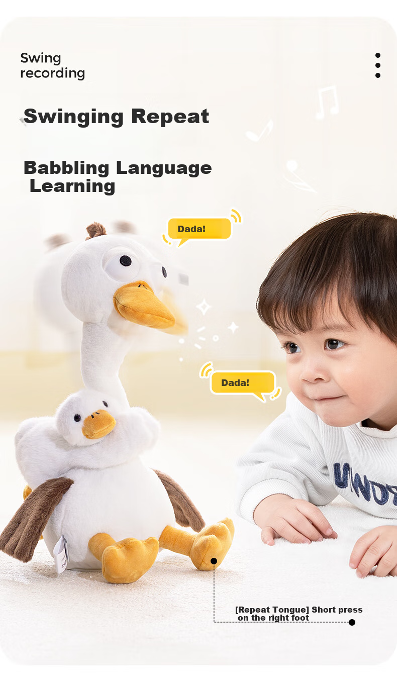 HUILE TOYS Infant Plush Toys, Talking Duck Comforting Doll, Learning to Speak, Birthday Gift 4