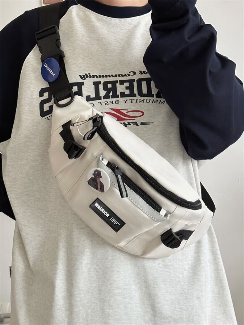 Huili Crossbody Bag for Men, Harajuku Workwear Style Sports Waist Pack, New Hong Kong Style Versatile Casual Student Cycling Shoulder Chest Bag for Wome 6