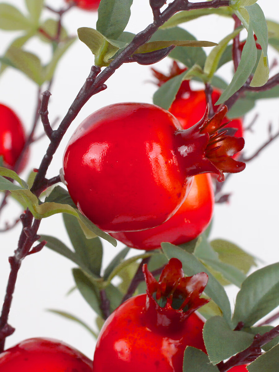Qiju Yaji Persimmon Artificial Fruit Branches Chinese Festive Decoration Pointed Red 2 Stems 18 Fruits 20391 6