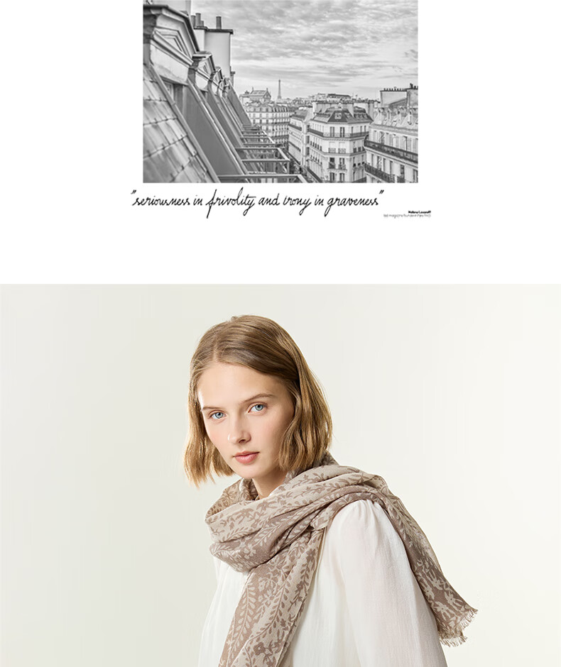 ELLE [Gift Box Set] 100% Pure Wool Women's Scarf Shawl Printed Gift for Mom Girlfriend 6