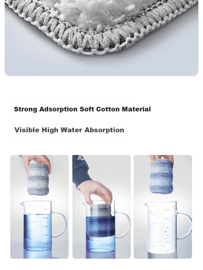 Okaywife Flat Mop 40CM, 4 Pieces of Fabric, Aluminum Alloy Frame, No Hand Washing Required, Lazy Person's Floor Cleaning Tool, Household All-In Mop 5