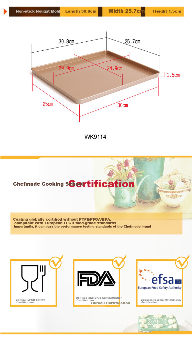 Xuechu 12-Inch Nougat Baking Tray, Rectangular Cake Pan for Mooncakes, Bread, Cookies, Shortbread, Egg Yolk Pastry, And Egg Tarts Mold 10