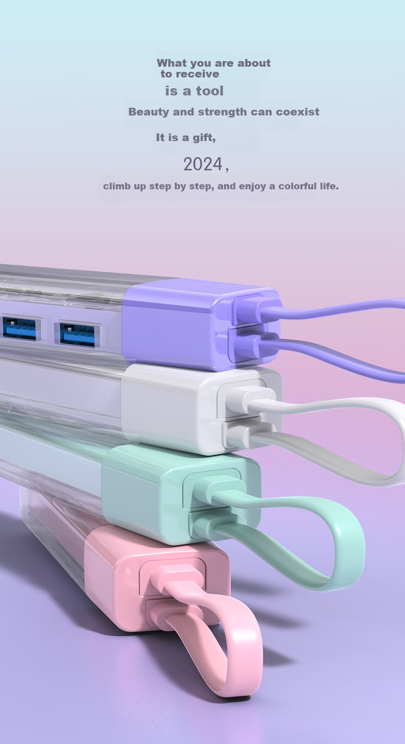 Pisen USB/Type-C Hub, 7-Port High-Speed Expansion Dock, HUB Splitter Extension Cable, One-To Expansion for Desktop Computers, Keyboard And Mouse Connectors with Hard Drive, Independent Control, 1m 3