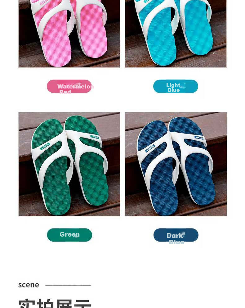 Huameijianbu Flip-Flops for Couples, Indoor And Outdoor Simple Lightweight Soft Elastic Beach Sandals, HM219 Light Blue Size 35-36 9