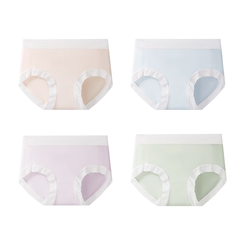 Nanjiren Women's Underwear, 10A Antibacterial Mulberry Silk Crotch Mid-Rise Silky Modal Seamless Triangle Panties, 4-Pack, Size L