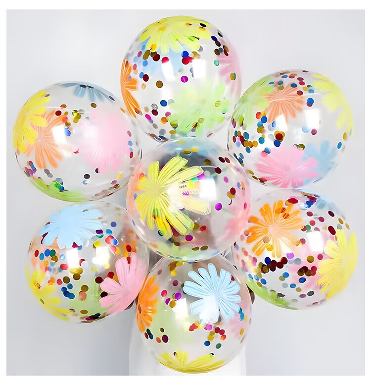 Yuanhui Kindergarten Children's Day Decoration 12-inch Colorful Sequin Transparent Large Latex Balloons Birthday Mall School Decoration 7