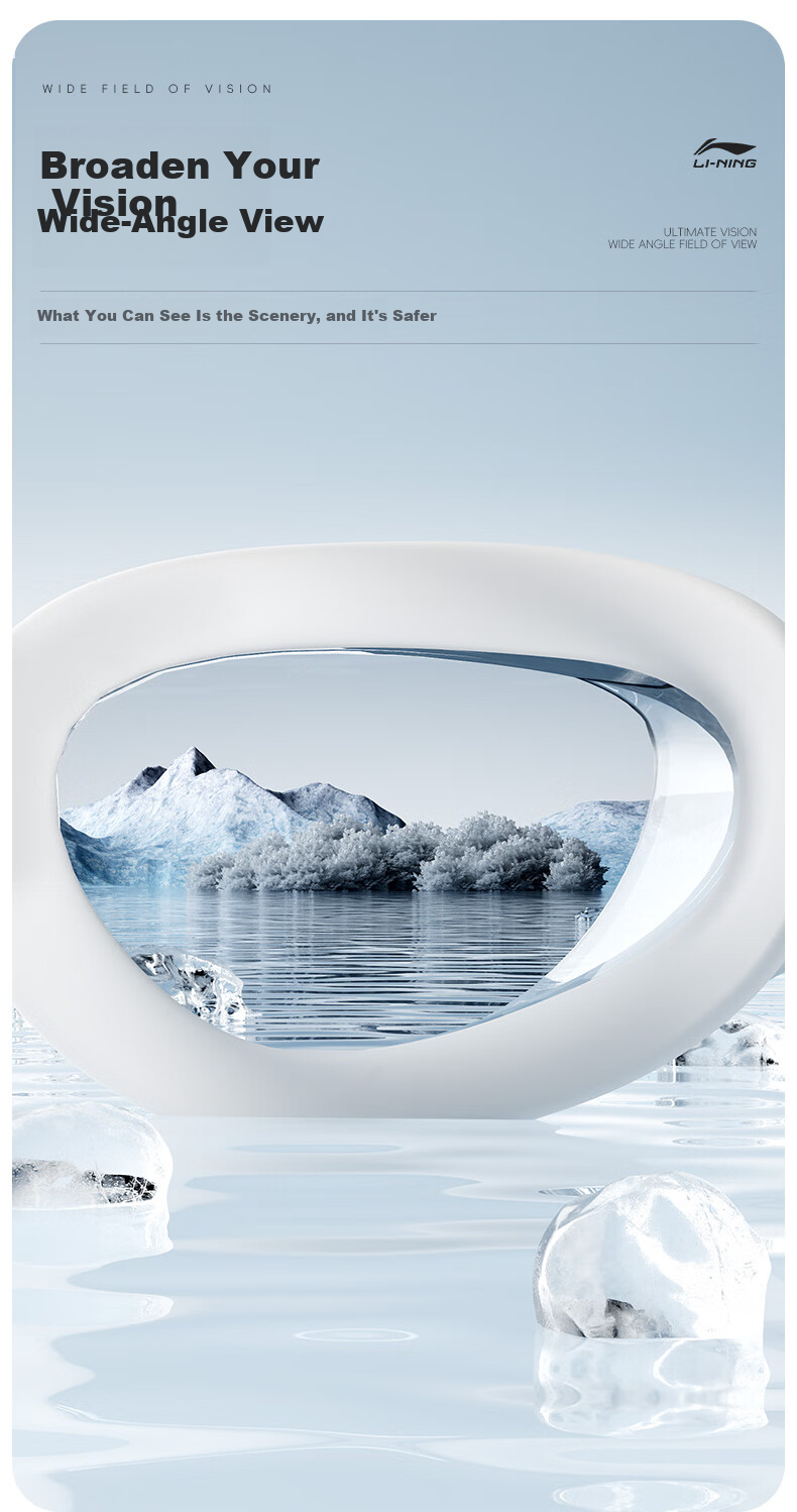 Li-Ning Swimming Goggles, Waterproof And Anti-Fog, High Definition for Men And Women, Professional Training Clear Lens Swimming Glasses, 2212 White 7