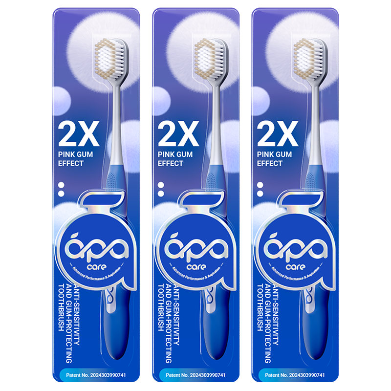 ApaCare Soft Bristle Wide Head Toothbrush for Adults, Top 10 Famous Brands, JD Self-operated, Unisex, Individually Packaged, 3 Pieces