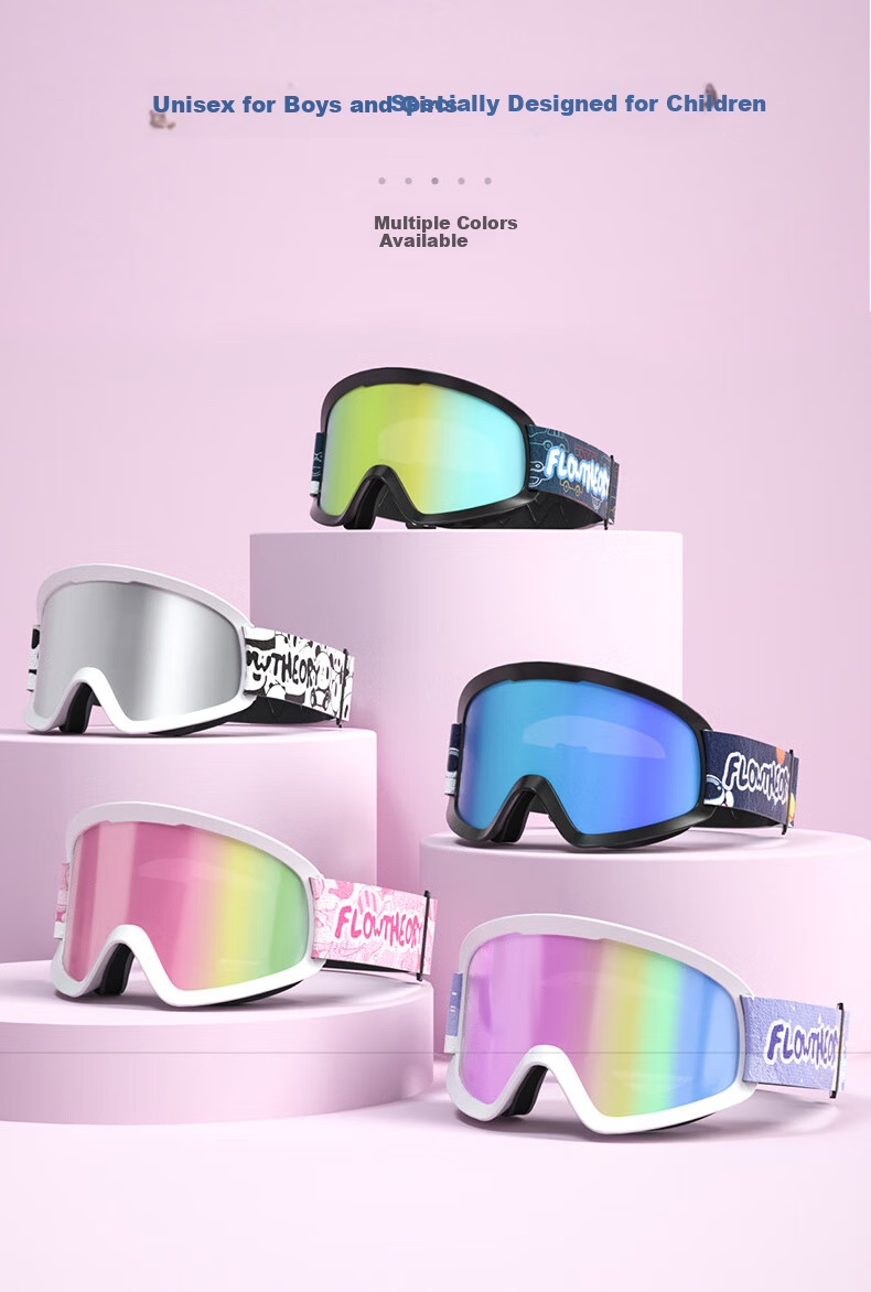 Flow Theory Children's Ski Goggles for Boys And Girls, Double-Layer Anti-Fog Single And Double Board Ski Glasses Snowboard Protective Eyewear Blue Space 1
