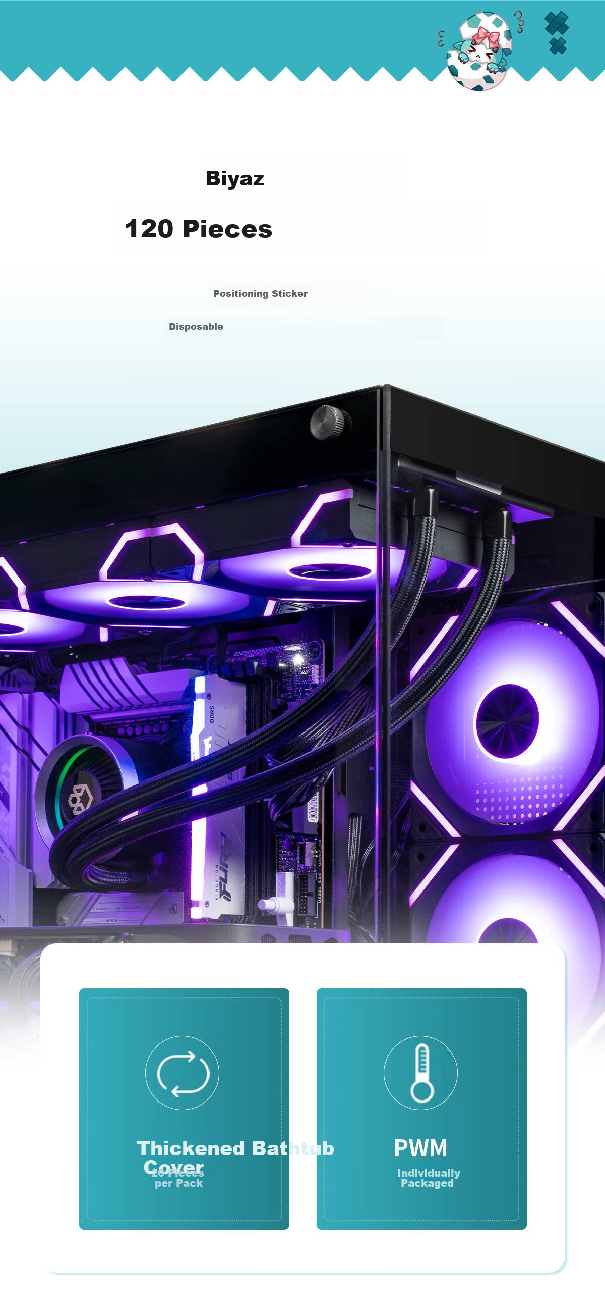 PADO Jidongli X1 High-Performance/Black Case Fan Cooler/PWM Intelligent Temperature Control/ARGB Light Synchronization/Low Noise 12cm 4