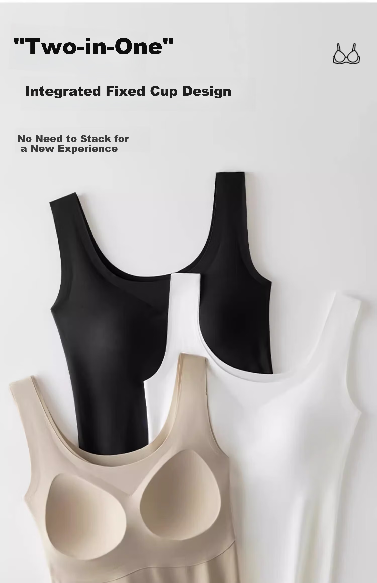 MiiOW Ice Silk Camisole Tank Top for Women with Built-In Bra Pads, White Seamless Sun Protection Inner Wear Or Outer Layer 20