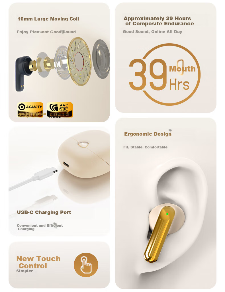 Aigo TWS Wireless Bluetooth Earphones [Bluetooth 5.4] Compact And Stylish, Strong Sound Quality for E-Sports Gaming, Blue 4
