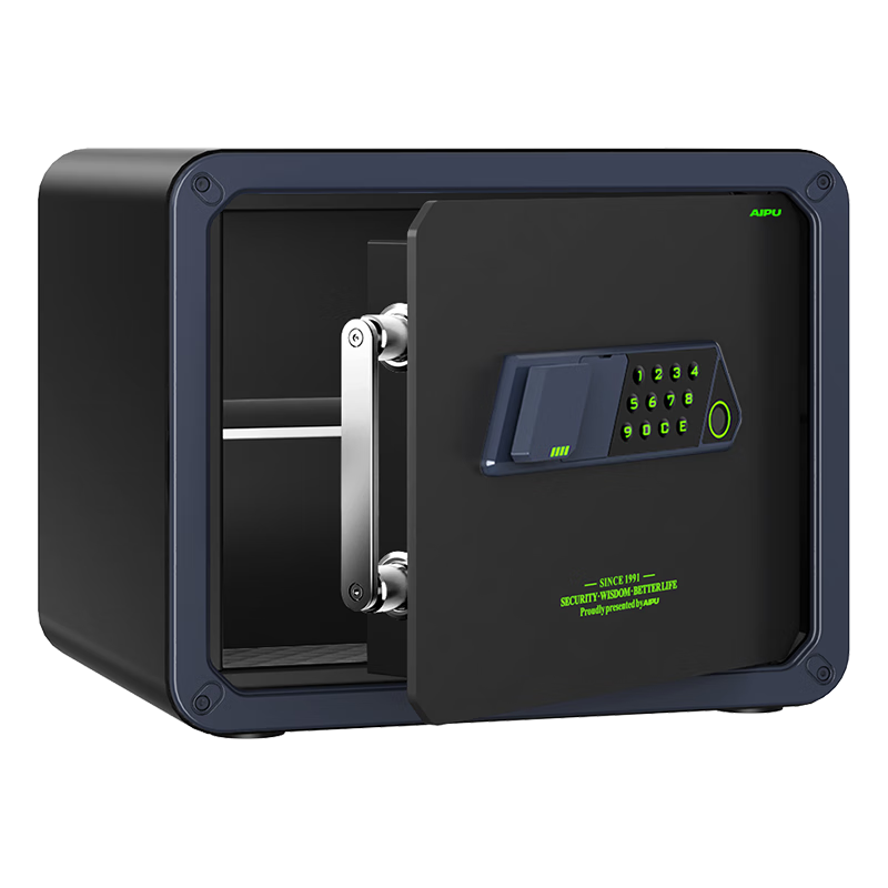 AIPU Safe 2025 New Model Home Fingerprint Password Safe, Small Smart Office Financial Storage Box, All-Steel Anti-Theft And Tamper-Proof, Jiangshangao 30CM Black