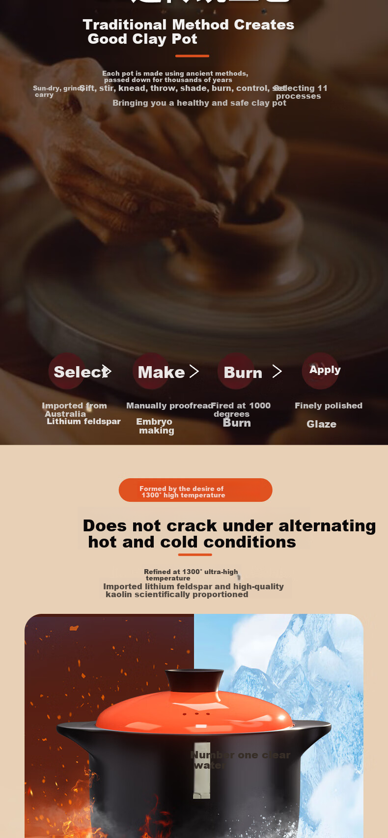 Chunuo Ceramic Casserole Pot for Soup, Medicinal Decoction, Porridge Cooking, Stewing, Home Use, Gas Stove Compatible, 7L Capacity 3