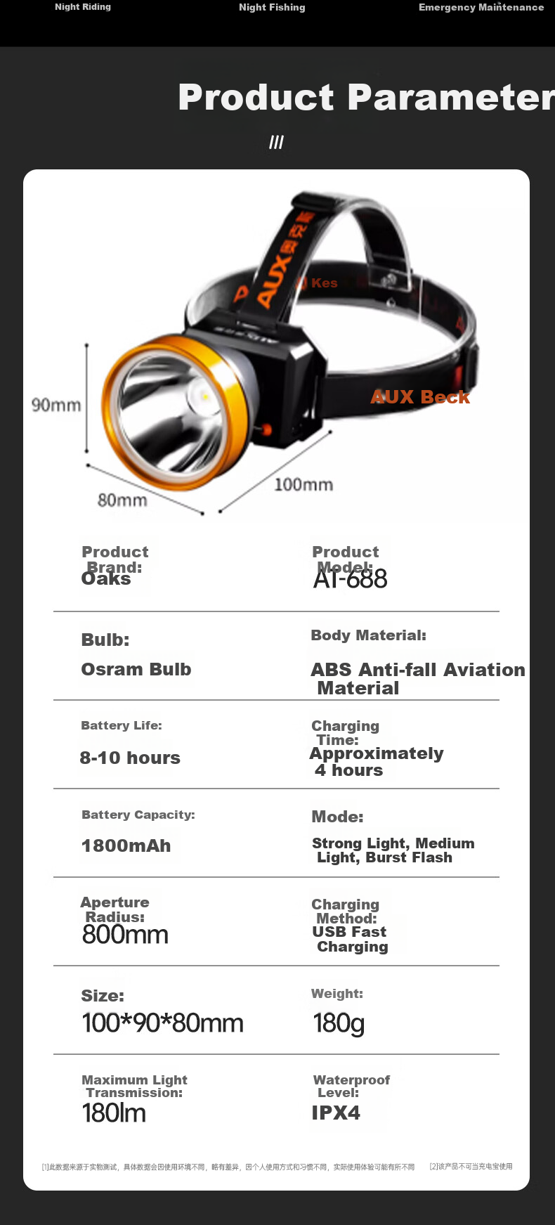 AUX Student Headlamp Headband Strong Light Rechargeable Lightweight Outdoor Mountaineering Kids Lighting Small Ultra-Bright Starry Blue 13