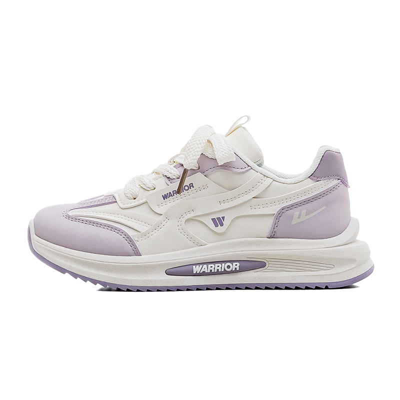 Warrior Women's Thick Sole White Casual Sports Shoes Dad Sneakers WXYK972Z Beige Purple (Leather) Size 39