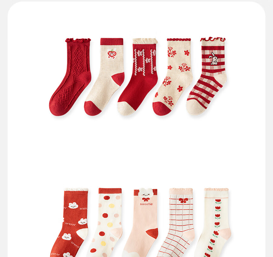 Mianqixiong New Year Red Socks for Zodiac Year Children's Socks Girls' Christmas Cotton Socks 2025-XNY01-1-3 20