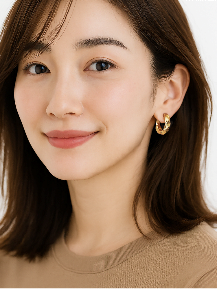 AJIDOU Metal Textured Stud Earrings, European High-End Feel, Niche Luxury Gift, Gold Color, Mid-Autumn Festival 2