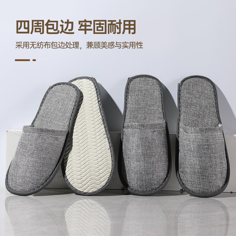 VIPY Disposable Slippers 10 Pairs Thickened Non-Slip Guest Home Hotel Slippers Gray Size 35-44