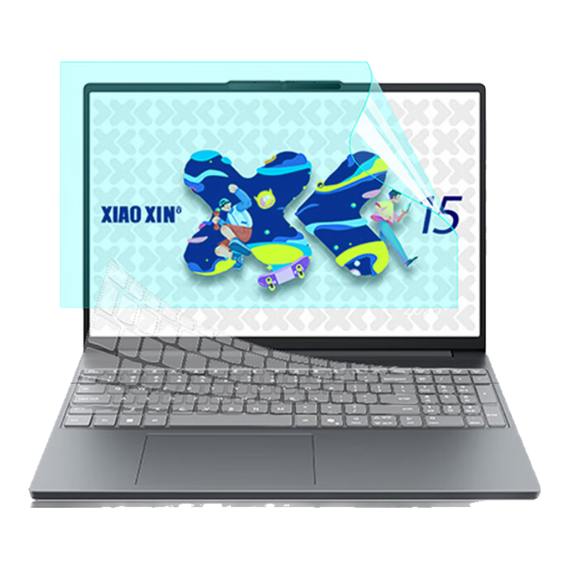 Jiasu Lenovo Xiaoxin 15SE 2025 Model Keyboard Cover + Anti-Blue Light Screen Film, 15.3-Inch Laptop Anti-Blue Light Screen Protector Film Set, Easy to Apply