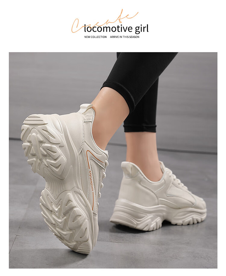 TonLion Women's Spring Summer 2026 Leather Dad Sneakers Casual Thick Sole Sports Shoes Black Size 38 12