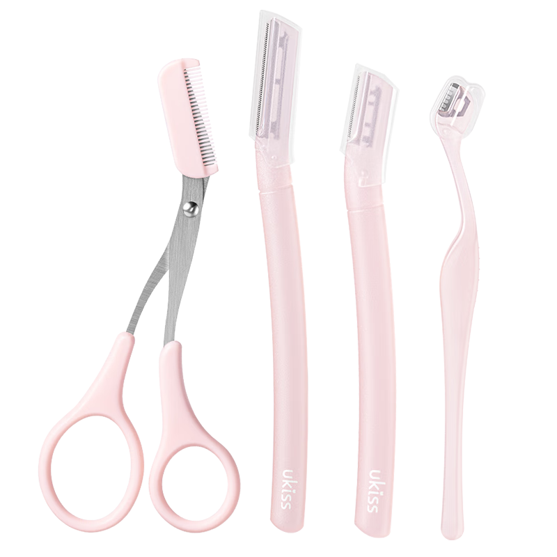 UKISS Eyebrow Trimmer 4-Piece Set with Protective Guard Safe Razor Blades for Men and Women Beginner Friendly Birthday Gift