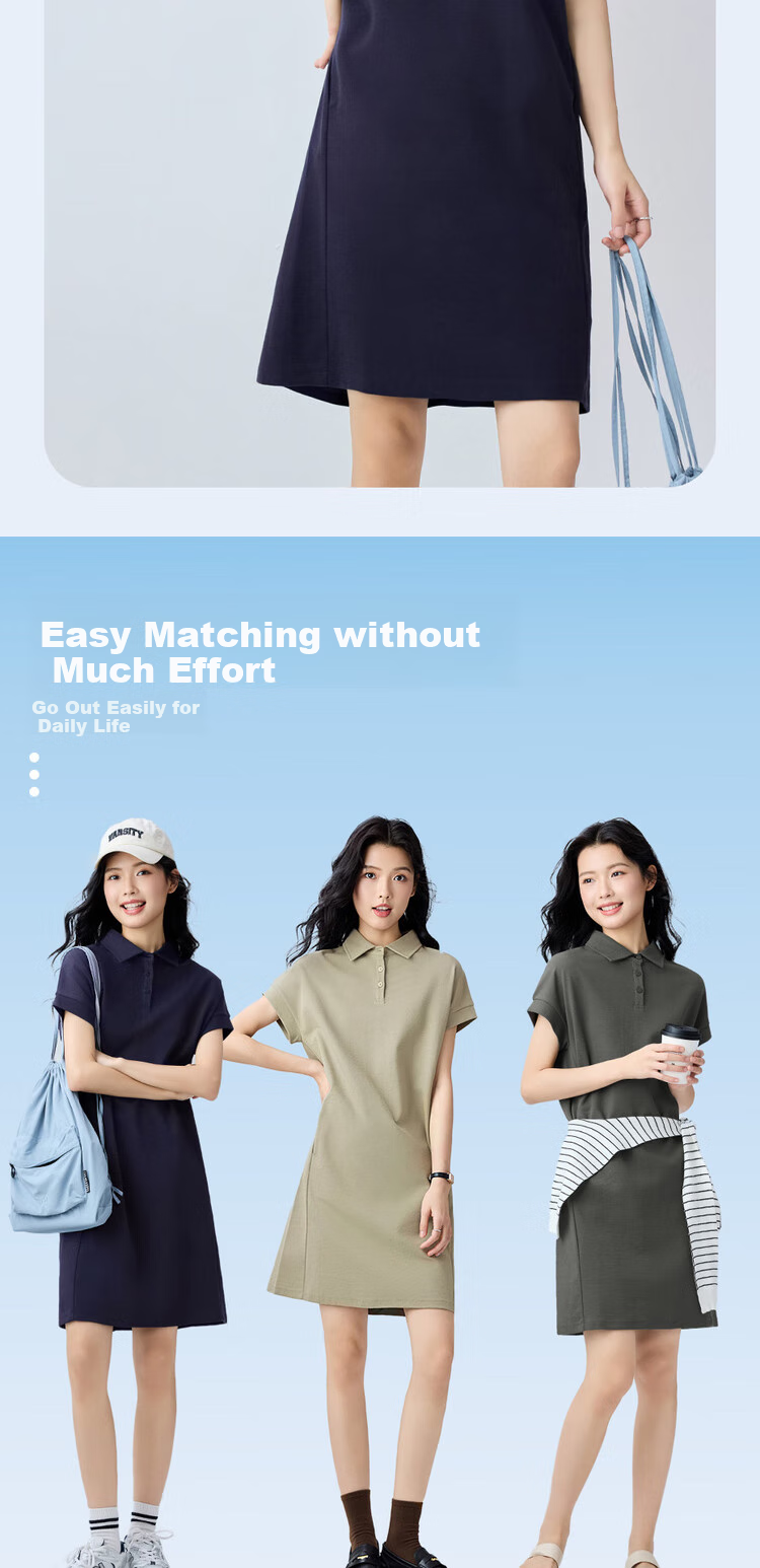 Giordano Summer 2026 High-Tech Cooling Break-Bone Shoulder Short-Sleeve Lapel Polo Dress 13465317 9
