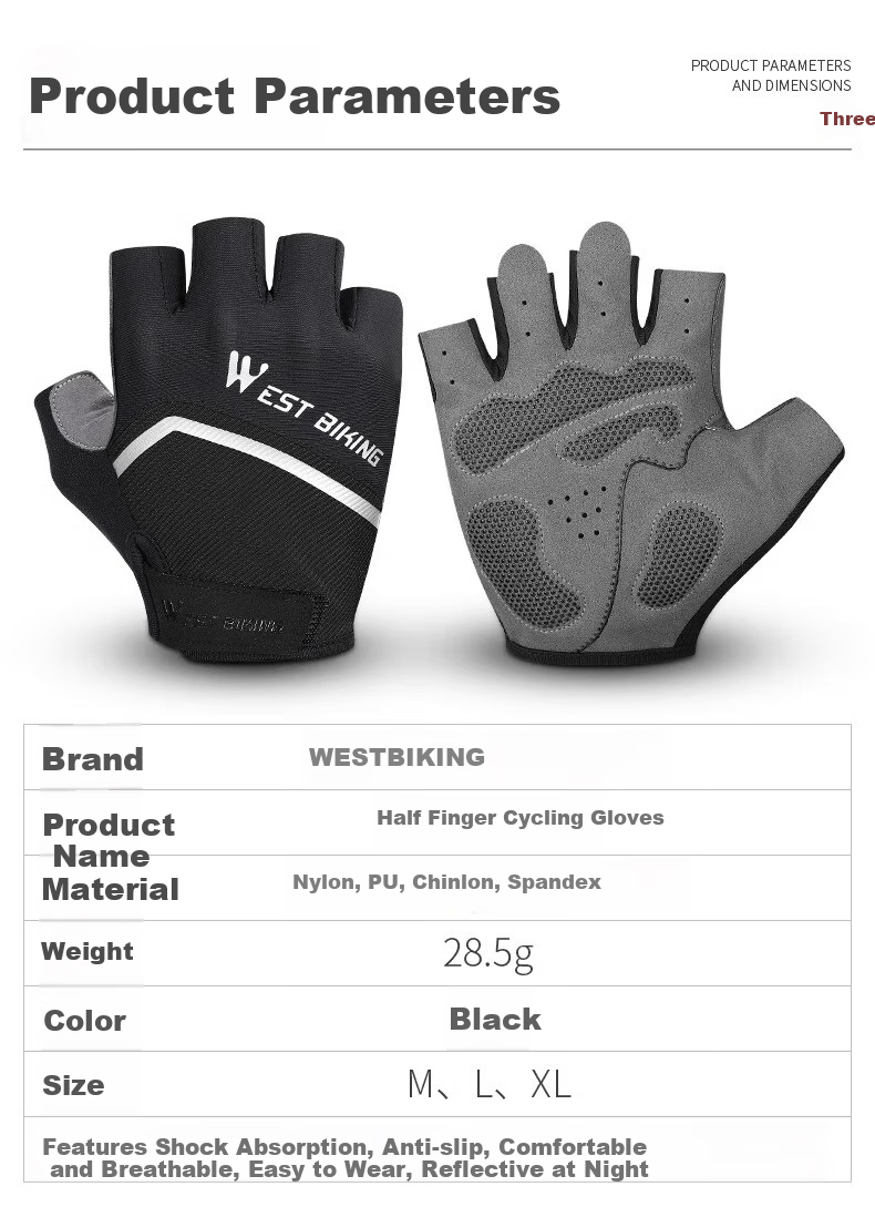 WestBiking Bicycle Fingerless Riding Gloves, Breathable Short Fingers for Summer And Autumn Seasons 4