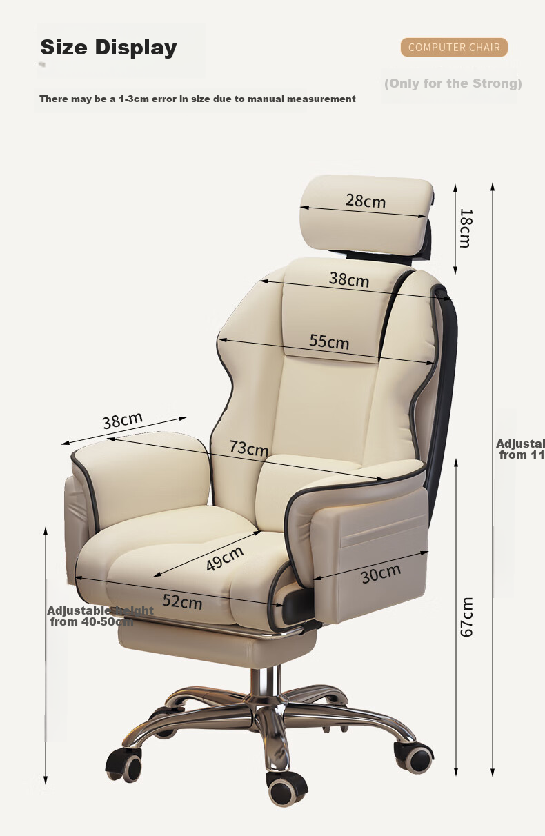 Chibailun Computer Chair, Home Gaming Chair, Sofa Chair, Ergonomic Chair, Bedroom Study Chair with Backrest, Adjustable Height Study Chair 18